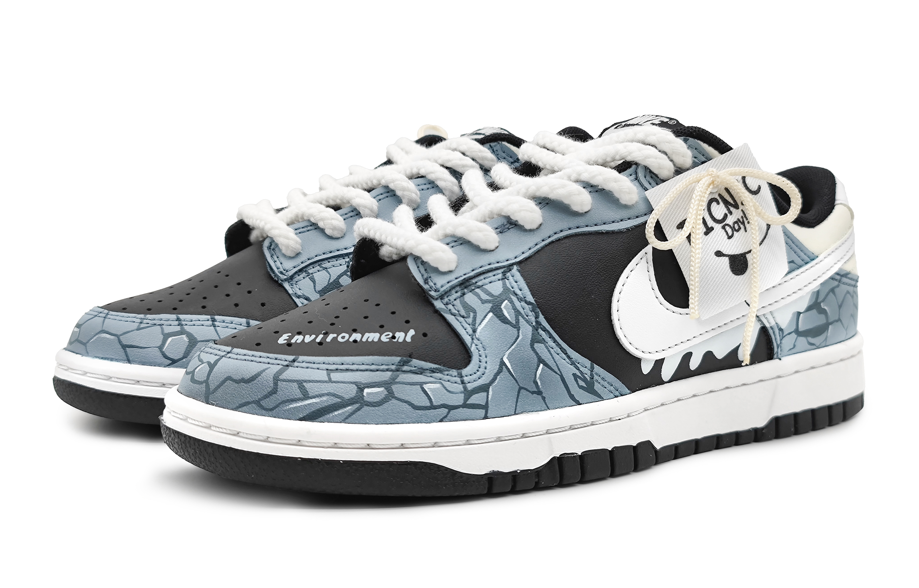 Lookbook カスタムシューズ ナイキ ダンク ロー「グレイシャル・フィッション 3D」 FD1232-001(Team16-女款冰河世纪川蓝)