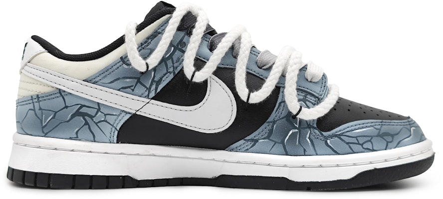【定製球鞋】Nike Dunk Low 冰河世紀 冰川裂變 3D效果 刺繡標籤 可拆卸 解構雙鞋帶 低幫 板鞋 GS 黑藍 Order 【定製球鞋】Nike Dunk Low 冰河世紀 冰川裂變 3D效果 刺繡標籤 可拆卸 解構雙鞋帶 低幫 板鞋 GS 黑藍