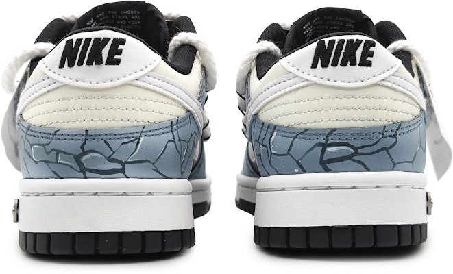 【定製球鞋】Nike Dunk Low 冰河世紀 冰川裂變 3D效果 刺繡標籤 可拆卸 解構雙鞋帶 低幫 板鞋 GS 黑藍 Purchase 【定製球鞋】Nike Dunk Low 冰河世紀 冰川裂變 3D效果 刺繡標籤 可拆卸 解構雙鞋帶 低幫 板鞋 GS 黑藍