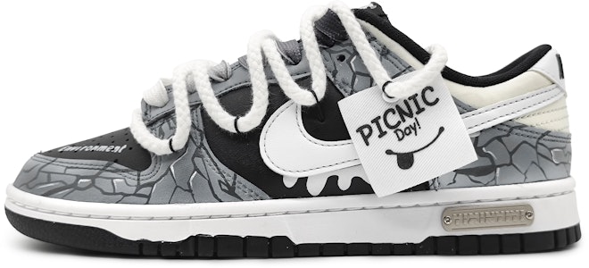 【訂製球鞋】Nike Dunk Low 冰河世紀 冰川裂變 3D效果 刺繡標籤 可拆卸 解構雙鞋帶 低幫 板鞋 男款 黑灰 Buy 【訂製球鞋】Nike Dunk Low 冰河世紀 冰川裂變 3D效果 刺繡標籤 可拆卸 解構雙鞋帶 低幫 板鞋 男款 黑灰