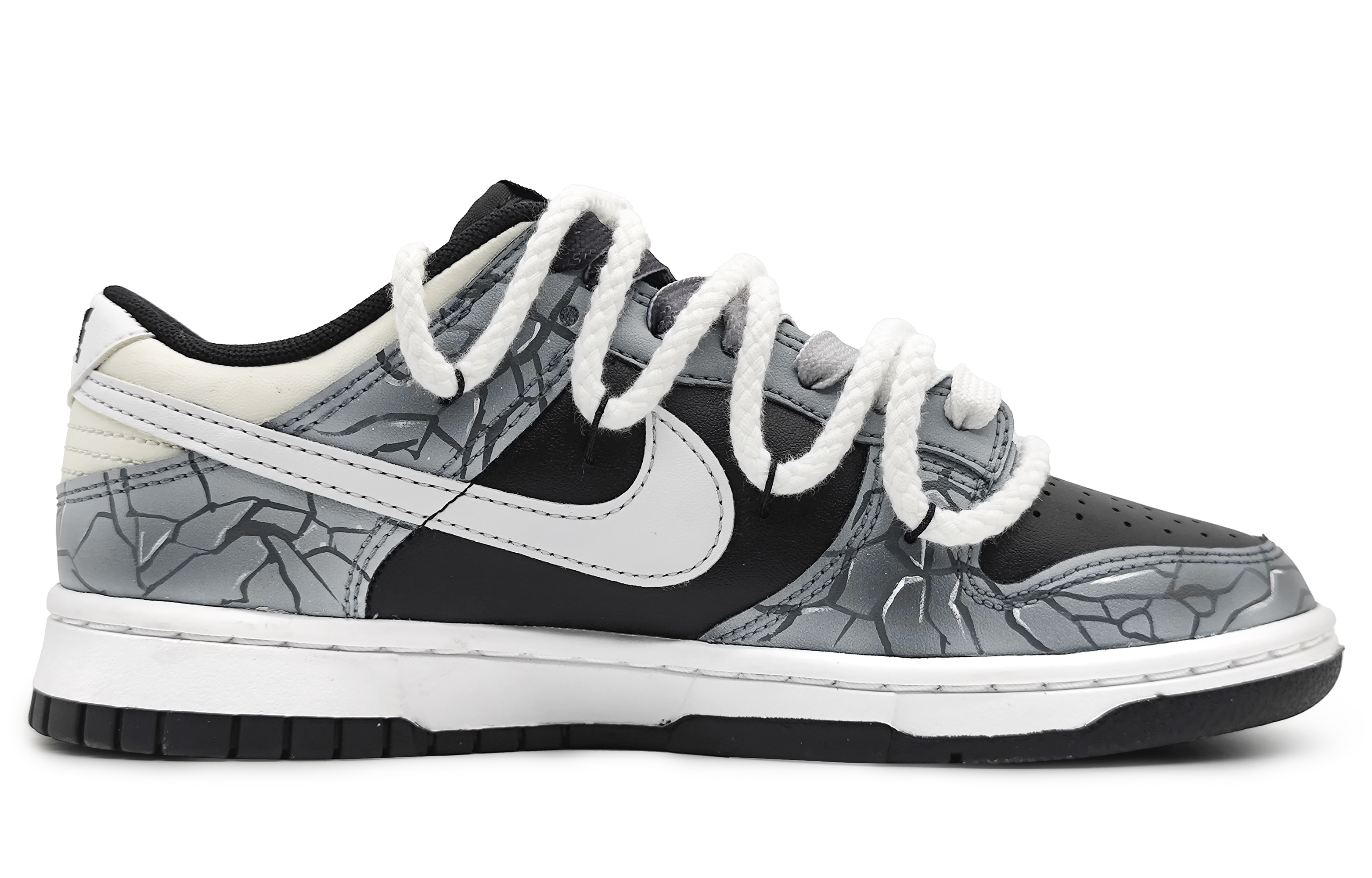 Order 【訂製球鞋】Nike Dunk Low 冰河世紀 冰川裂變 3D效果 刺繡標籤 可拆卸 解構雙鞋帶 低幫 板鞋 男款 黑灰