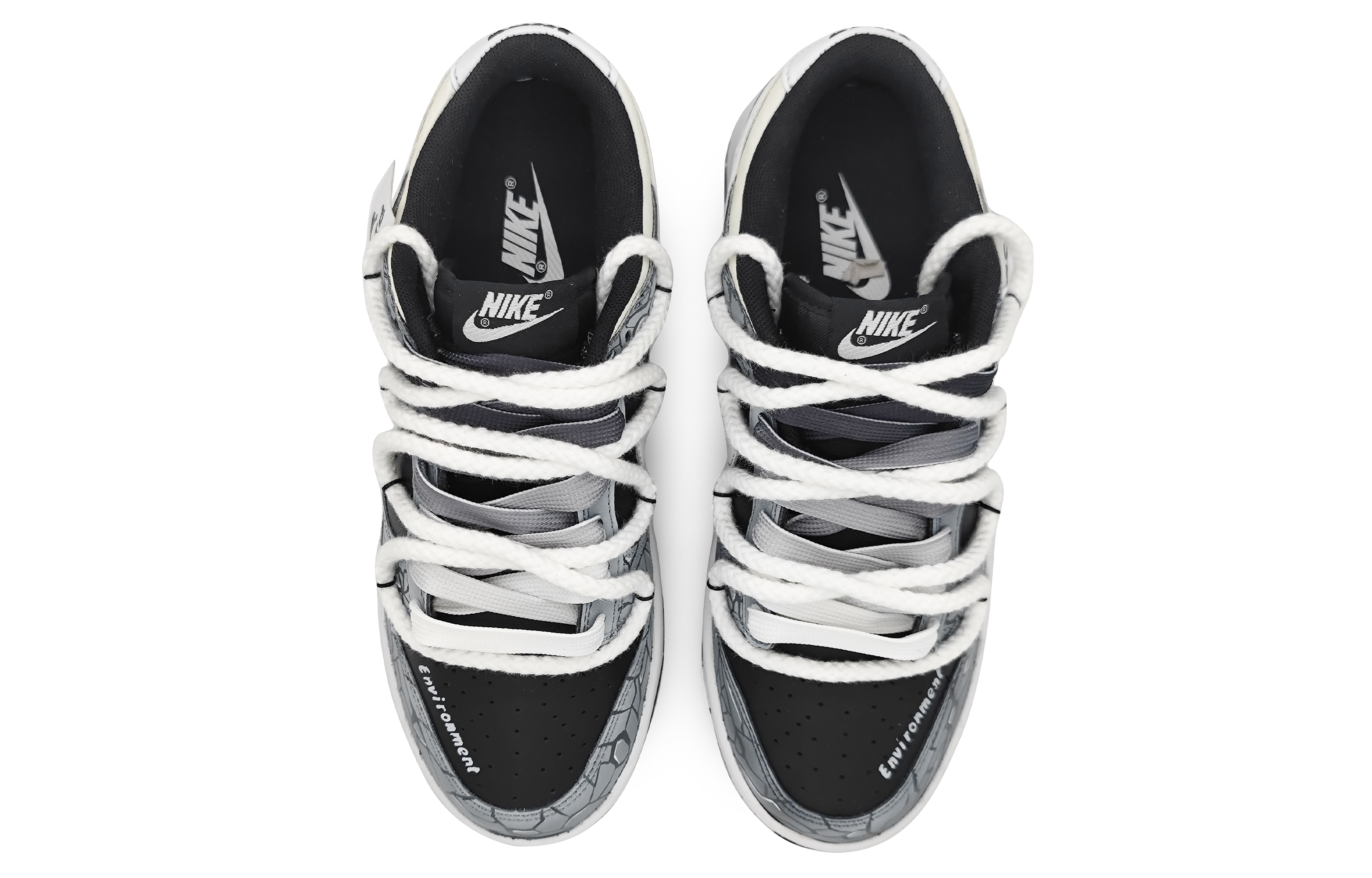 Shop 【訂製球鞋】Nike Dunk Low 冰河世紀 冰川裂變 3D效果 刺繡標籤 可拆卸 解構雙鞋帶 低幫 板鞋 男款 黑灰