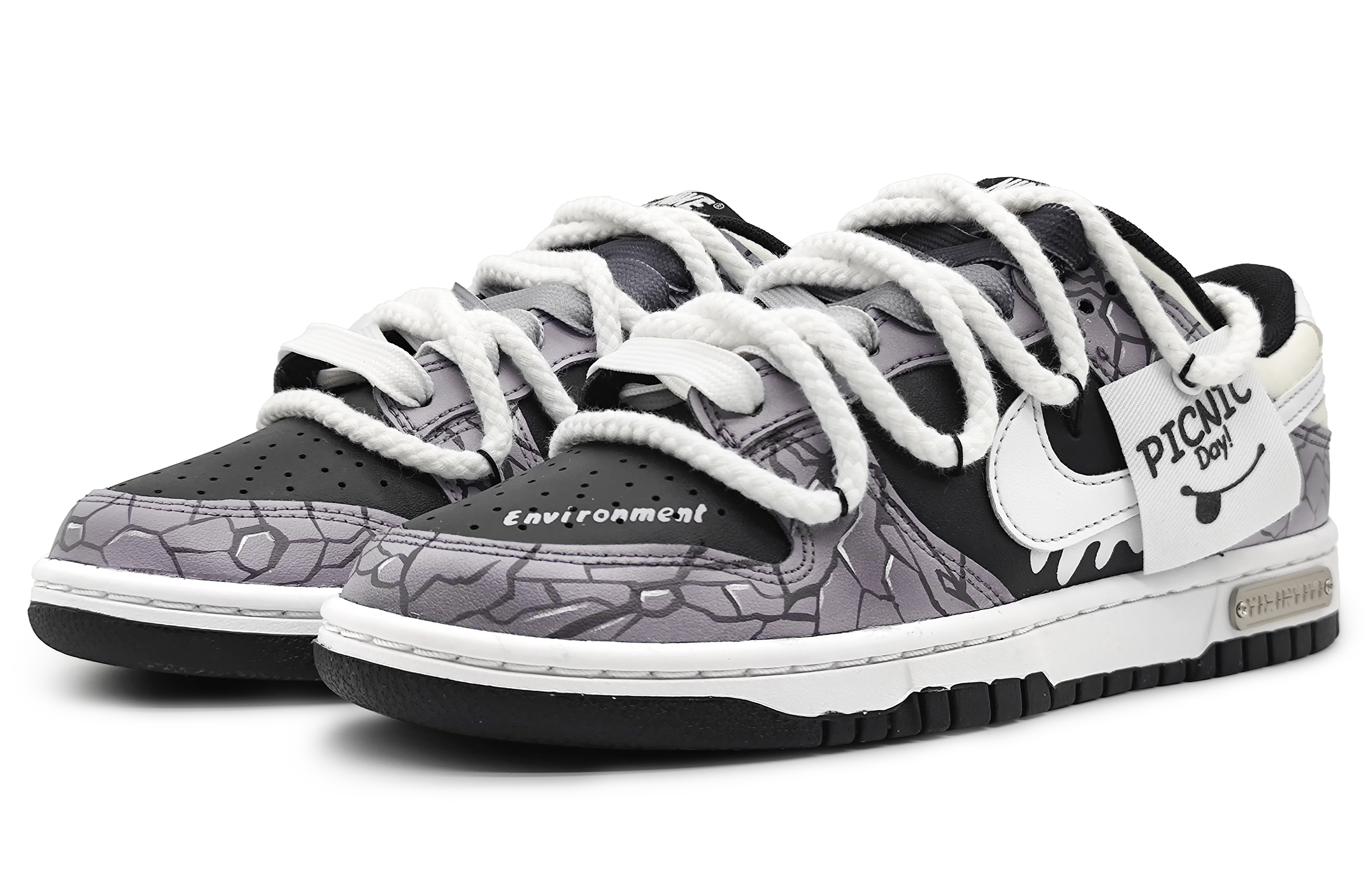 Lookbook 【定制球鞋】 Nike Dunk Low 冰河世紀 冰川裂變 3D效果 刺繡標牌 可拆卸 解構雙鞋帶 低幫 板鞋 男款 黑紫