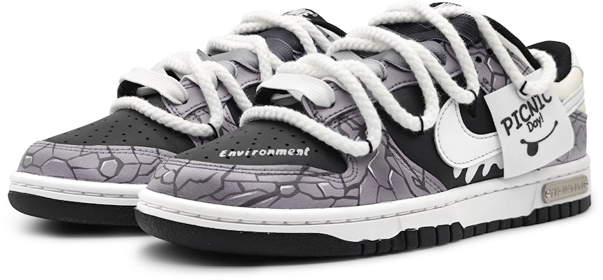 【定制球鞋】 Nike Dunk Low 冰河世紀 冰川裂變 3D效果 刺繡標牌 可拆卸 解構雙鞋帶 低幫 板鞋 男款 黑紫 Lookbook 【定制球鞋】 Nike Dunk Low 冰河世紀 冰川裂變 3D效果 刺繡標牌 可拆卸 解構雙鞋帶 低幫 板鞋 男款 黑紫