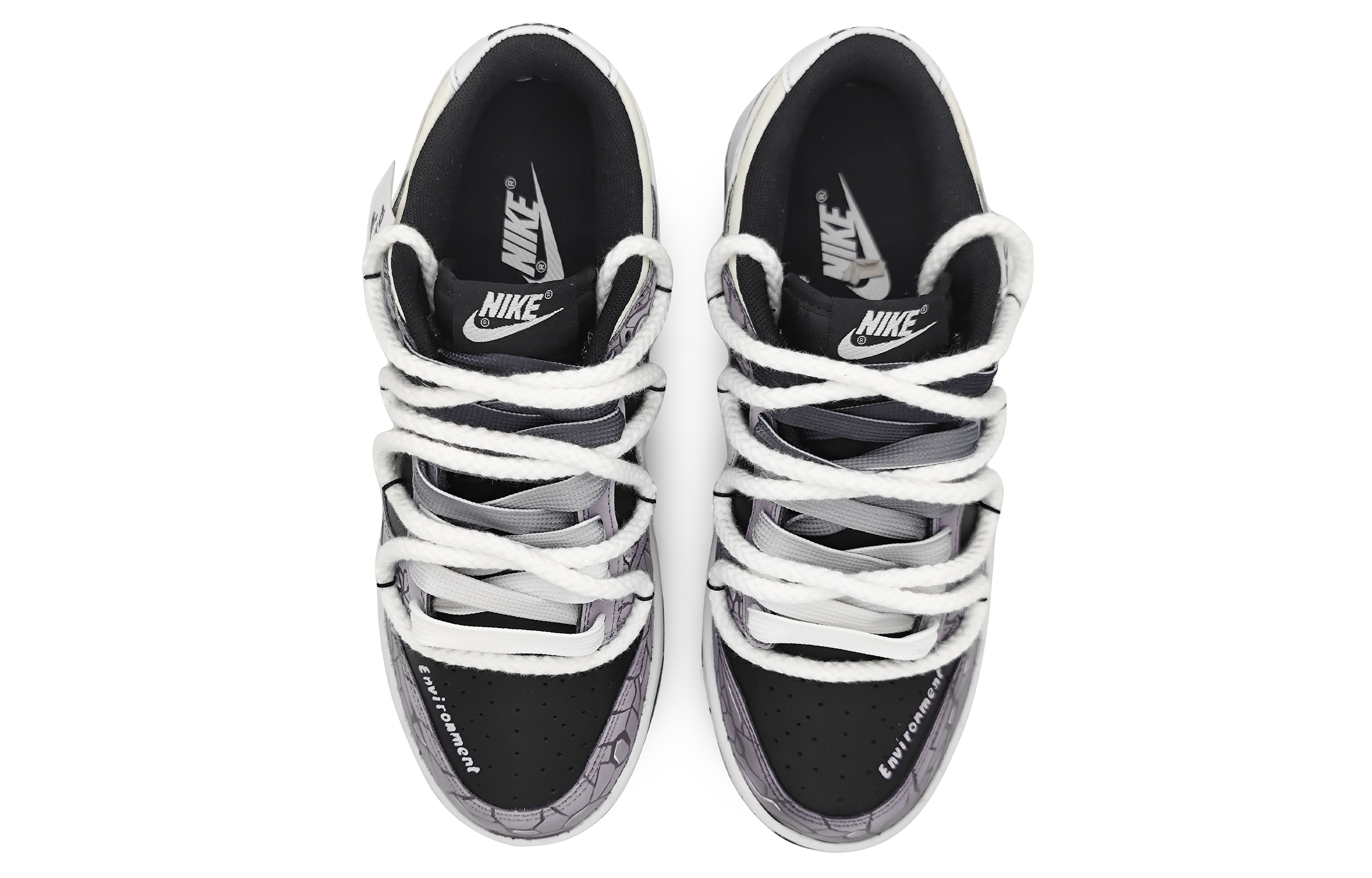 Shop 【定制球鞋】 Nike Dunk Low 冰河世紀 冰川裂變 3D效果 刺繡標牌 可拆卸 解構雙鞋帶 低幫 板鞋 男款 黑紫