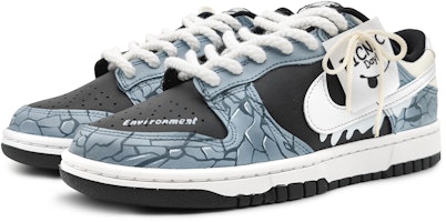 【定制球鞋】 Nike Dunk Low 冰河世紀 冰川裂變 3D效果 刺繡標牌 可拆卸 環保主題鞋 低幫 板鞋 男款 黑藍 Lookbook 【定制球鞋】 Nike Dunk Low 冰河世紀 冰川裂變 3D效果 刺繡標牌 可拆卸 環保主題鞋 低幫 板鞋 男款 黑藍