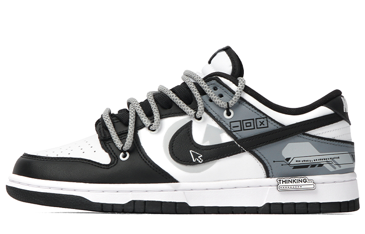 Order 【訂製球鞋】 Nike Dunk Low 大腦當機 電競塗鴉 機械故障 像素 電玩遊戲 低筒 板鞋 男款 黑白