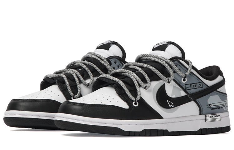 Details for 【訂製球鞋】 Nike Dunk Low 大腦當機 電競塗鴉 機械故障 像素 電玩遊戲 低筒 板鞋 男款 黑白