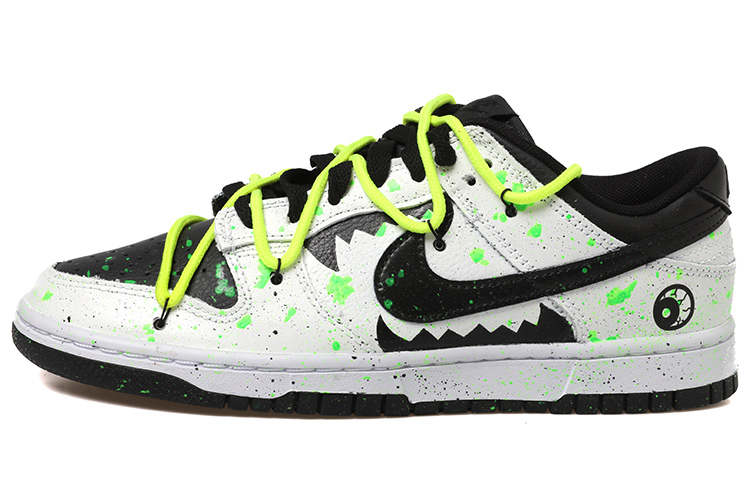 Order [Nike Sepatu Custom] Dunk Low 'Glow Splatter Hitam Putih Hijau' DD1391-100(Team拾玖-男款夜光鲨鱼)