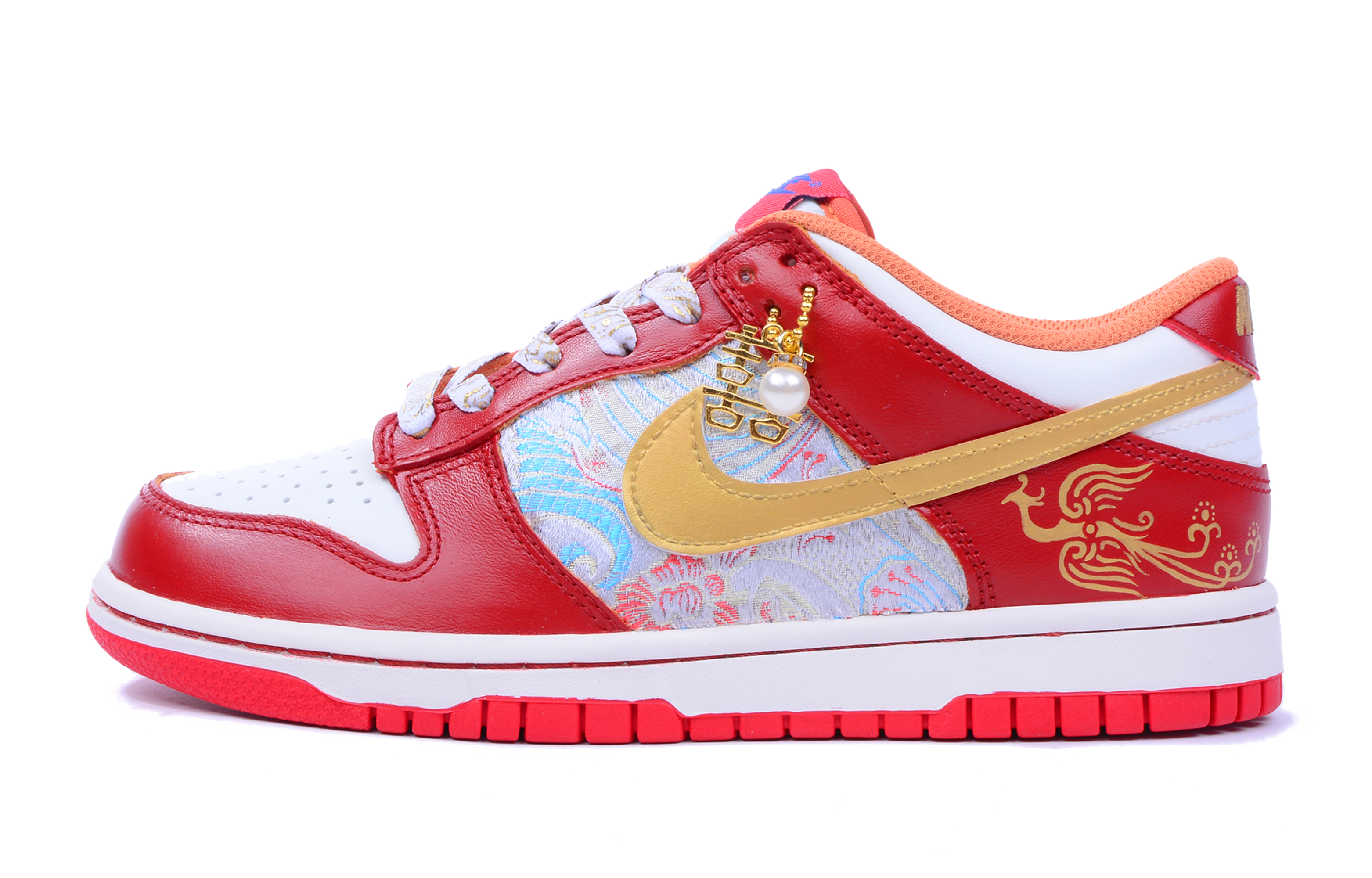 Buy [Sepatu Kustom] Nike Dunk Low 'Naga Merah Emas Bordir Phoenix' DH9765-101(Team42-女款唯你金红)