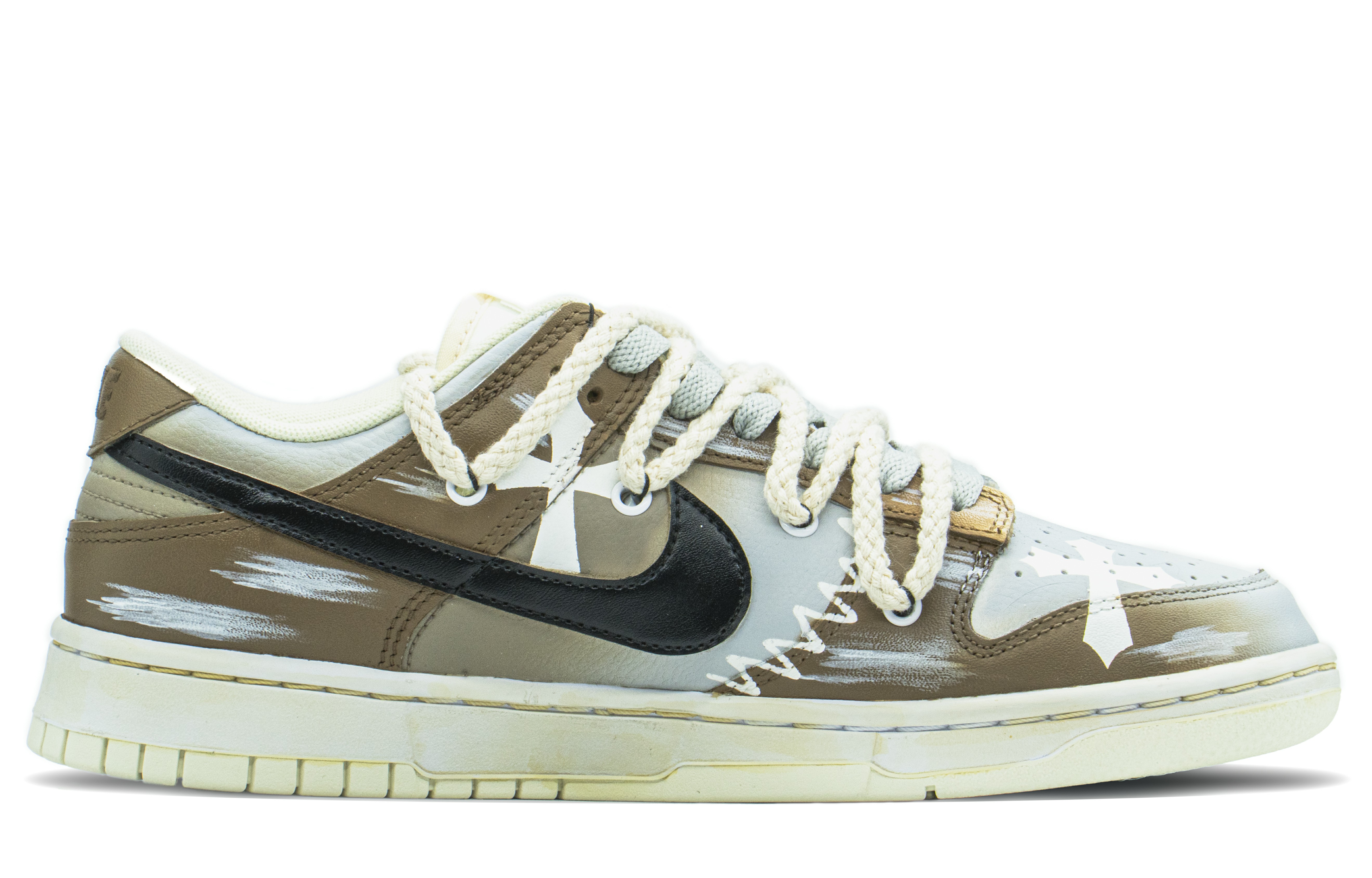 Order 【定制球鞋】Nike Dunk Low FZBB 出遊限定 禮盒 哥特十字架 貼皮 Vibe風 低幫 板鞋 男款 棕灰
