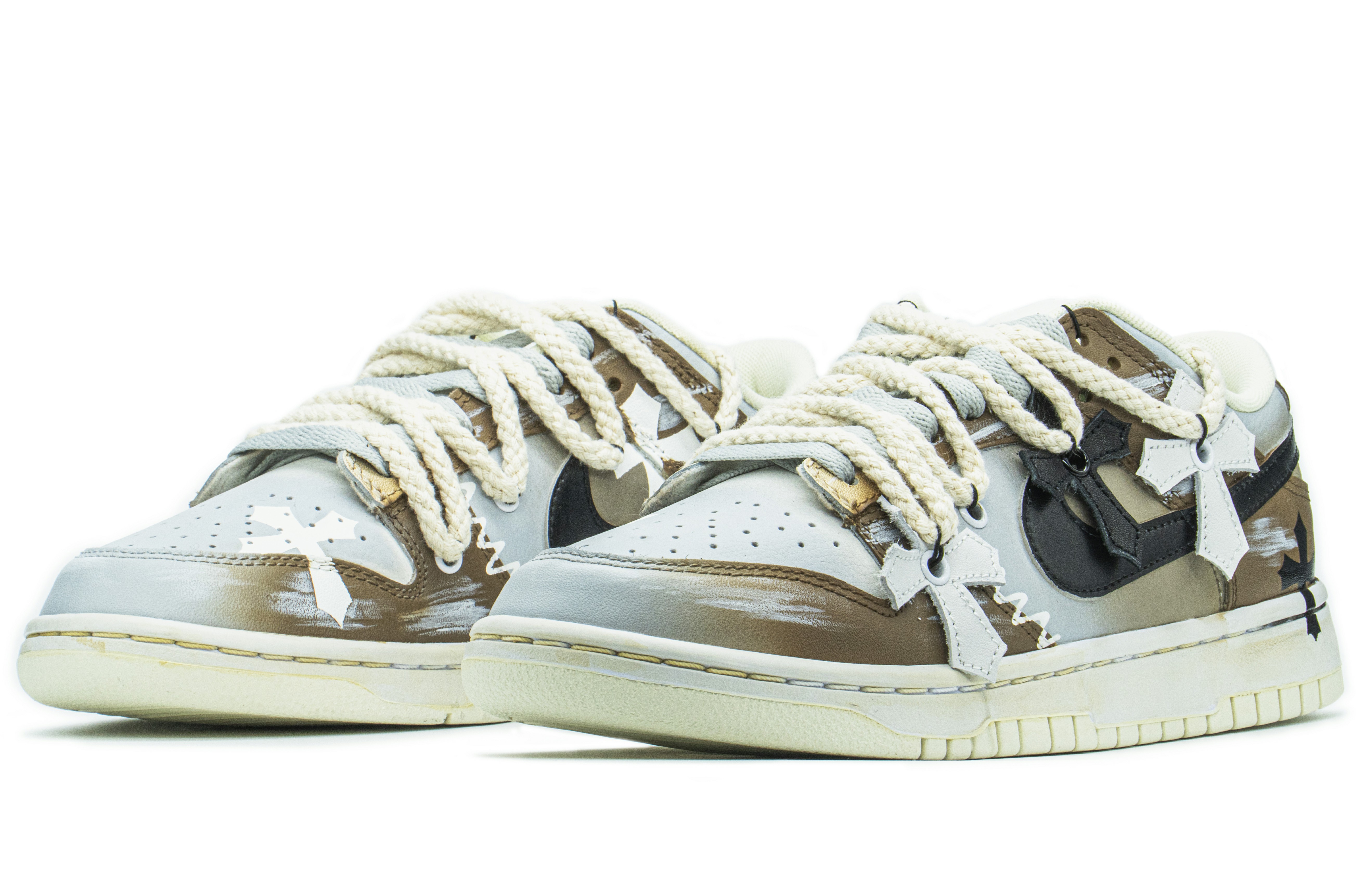 Lookbook 【定制球鞋】Nike Dunk Low FZBB 出遊限定 禮盒 哥特十字架 貼皮 Vibe風 低幫 板鞋 男款 棕灰