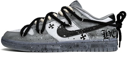 【定製球鞋】Nike Dunk Low 哥德神秘 彩配 復古 釉色潑墨 解構鞋帶 低筒 板鞋 男款 黑灰 Buy 【定製球鞋】Nike Dunk Low 哥德神秘 彩配 復古 釉色潑墨 解構鞋帶 低筒 板鞋 男款 黑灰