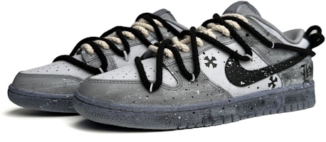 【定製球鞋】Nike Dunk Low 哥德神秘 彩配 復古 釉色潑墨 解構鞋帶 低筒 板鞋 男款 黑灰 Lookbook 【定製球鞋】Nike Dunk Low 哥德神秘 彩配 復古 釉色潑墨 解構鞋帶 低筒 板鞋 男款 黑灰