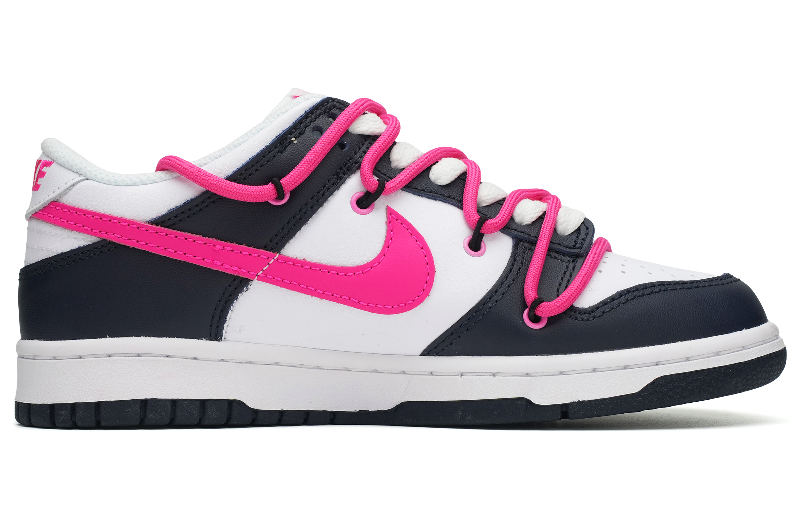 Lookbook [Zapatos Personalizados] Nike Dunk Low 'Gothic Swoosh Blanco Negro Rosa' FB9109-401(Team35-活力三钩)