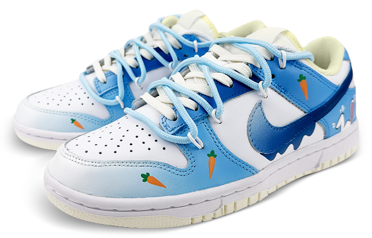Lookbook [Sepatu Kustom] Nike Dunk Low 'Gradient Bunny and Carrot Graffiti' DJ6188-100(Team47-男款蓝兔萝卜)