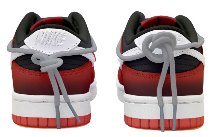 Shop 나이키 덩크 로우 '그라데이션 블랙 레드 옐로우' (커스텀) DH9765-103(Team拾玖-黑红渐变女S-BOX)