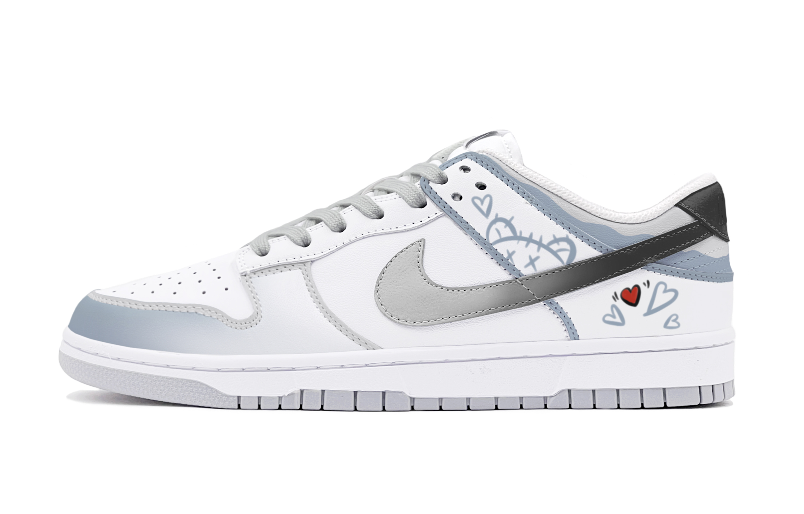 Buy [Kasut Custom] Nike Dunk Low 'Gradient Spray Heart Bear Kelabu Biru' DV0831-101(TeamS-灰蓝爱心熊男S-BOX)