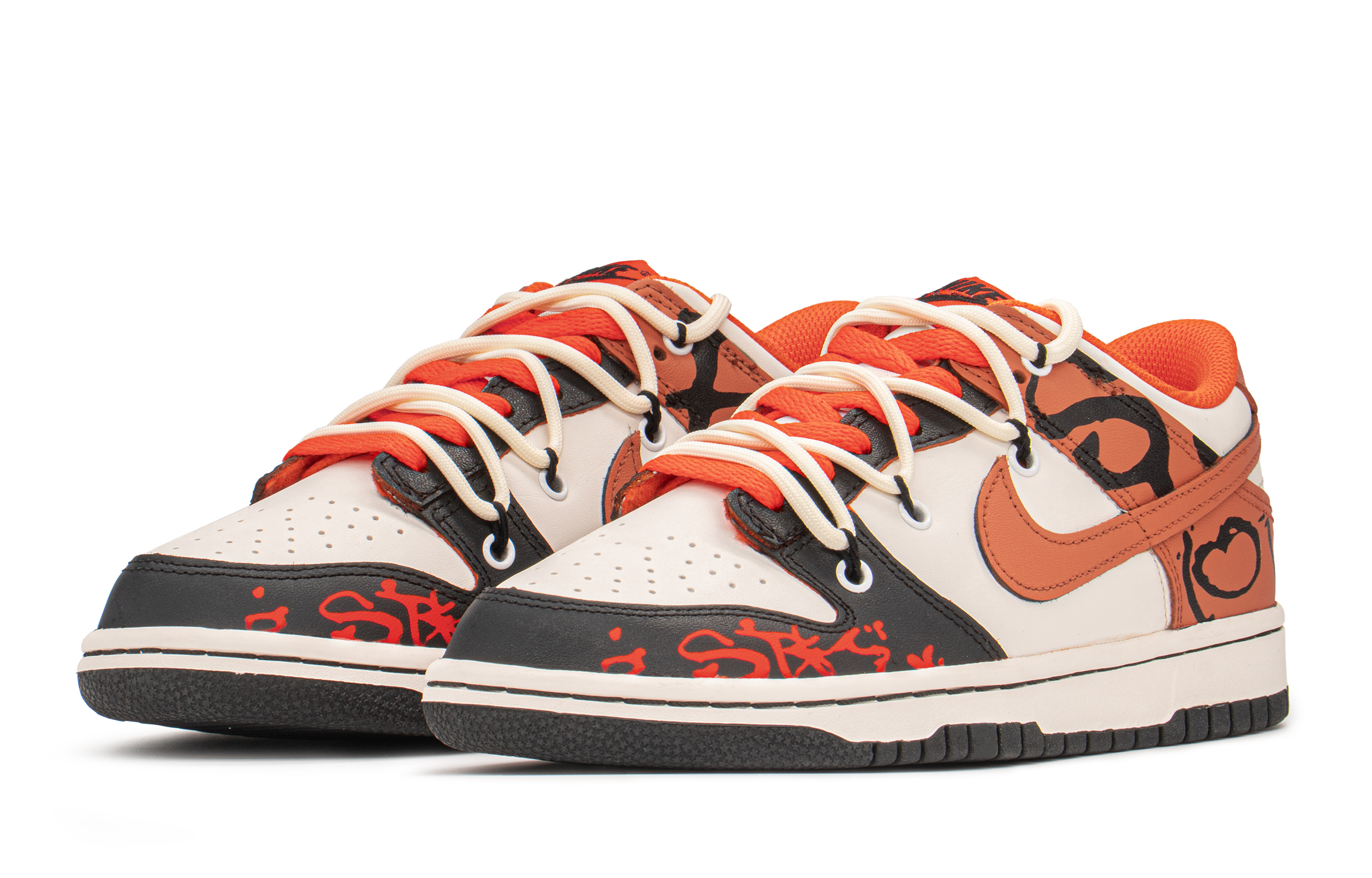Lookbook ナイキ ダンク LOW カスタム "落書き黒橙" (Nike Dunk LOW Custom "Graffiti Black Orange") DH9765-003(TeamA-DK女涂鸦泼墨)
