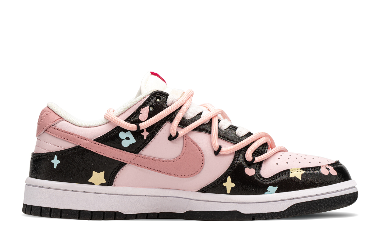 Lookbook [Sepatu Kustom] Nike Dunk Low 'Graffiti Hitam Pink' FB9109-401(TeamA-涂鸦音符)