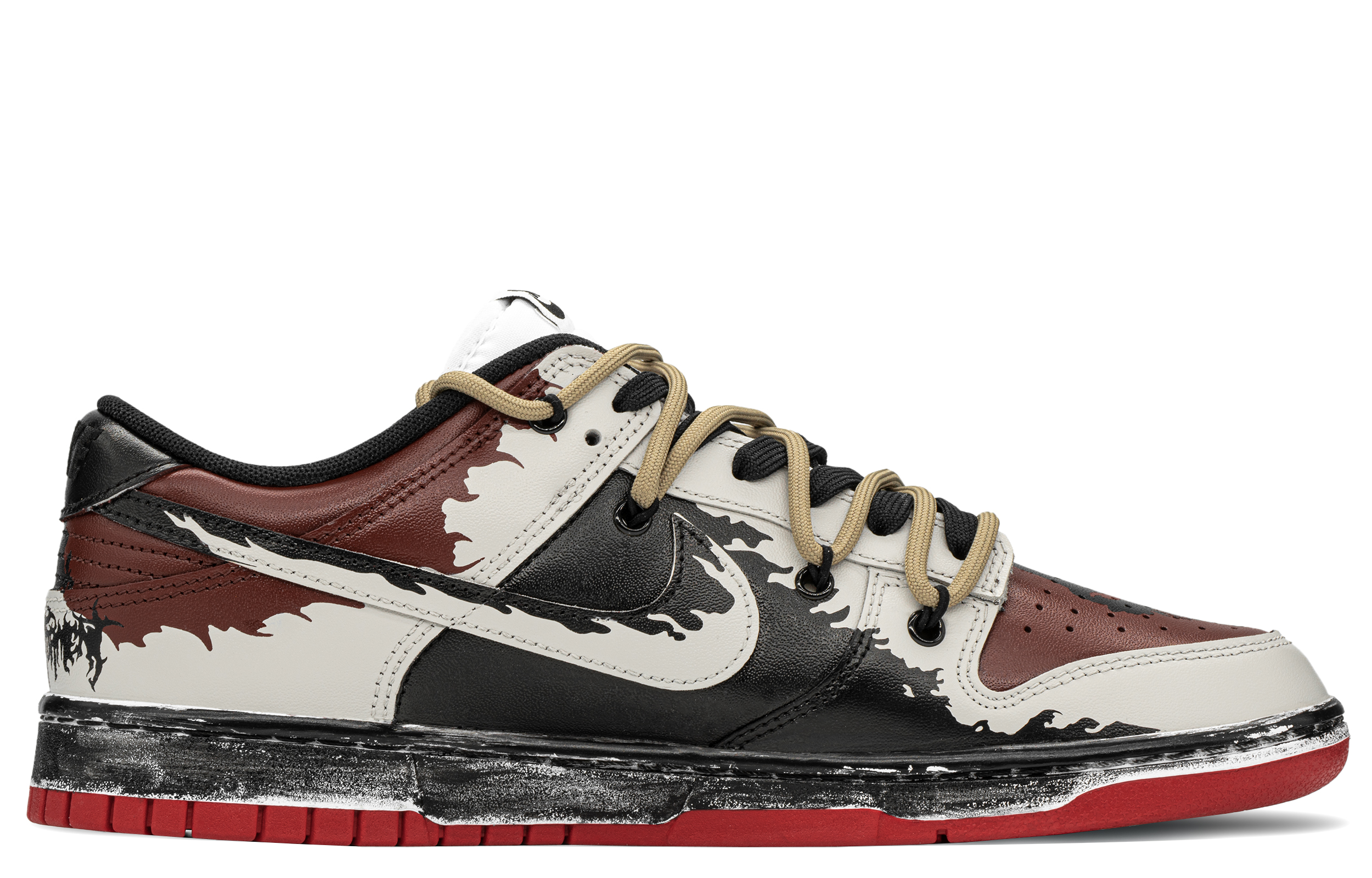 Lookbook [Zapatillas Personalizadas] Nike Dunk Low 'Graffiti Negro Rojo' FD9762-061(TeamA-搞怪骨头)