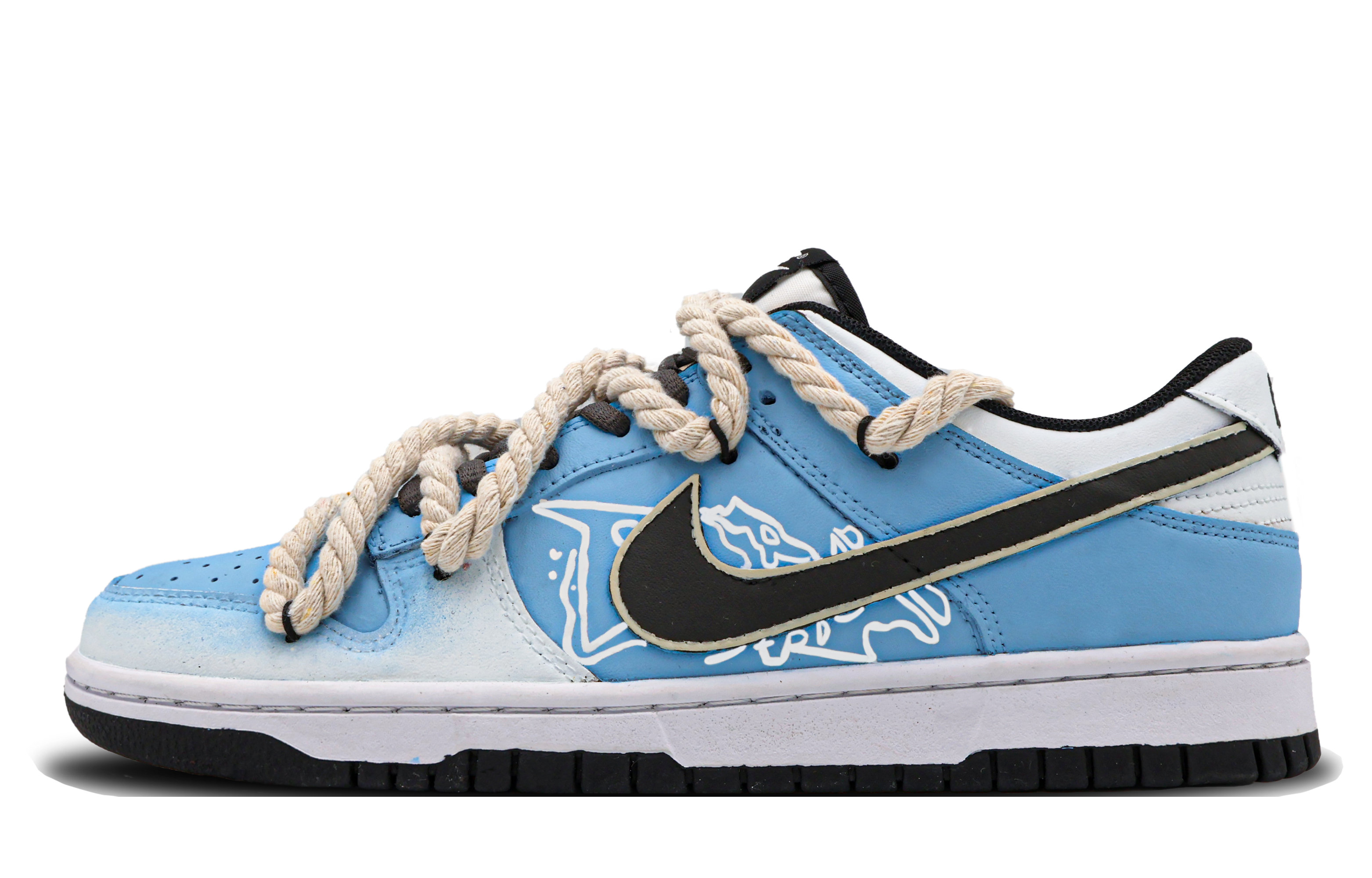 Buy [Zapatillas Personalizadas] Nike Dunk Low 'Graffiti Azul Blanco' DD1391-100(Team53-男款越野S-BOX）