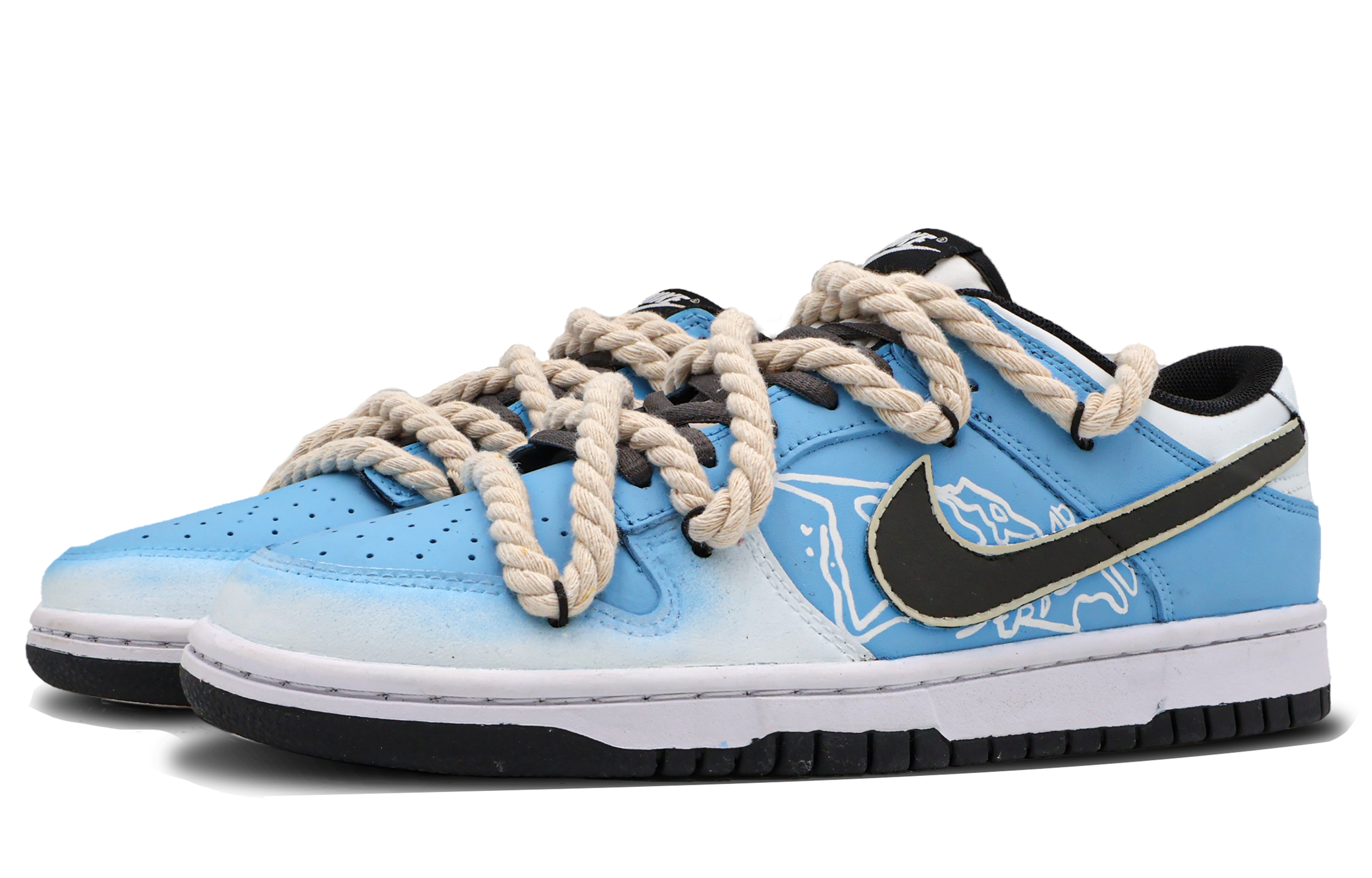 Lookbook [Zapatillas Personalizadas] Nike Dunk Low 'Graffiti Azul Blanco' DD1391-100(Team53-男款越野S-BOX）