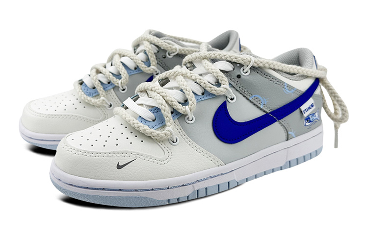 Lookbook [Sepatu Kustom] Nike Dunk Low 'Graffiti Ikan Grey-Biru' FB1843-141(Team叁-女款锦鲤旗QD)