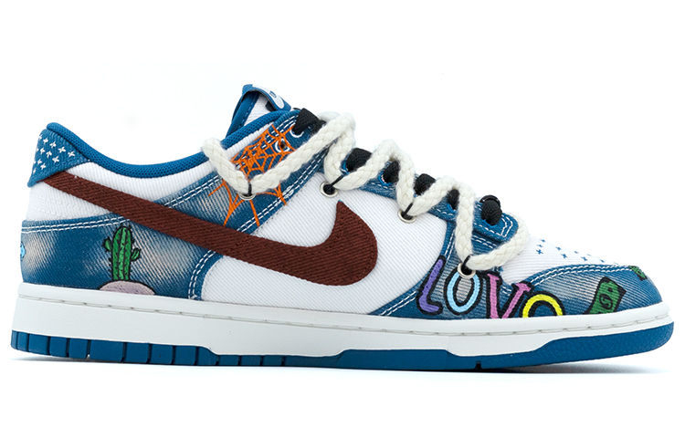 Order ナイキダンクロー「グラフィティデニムブルー」カスタムシューズ DV0834-101(team肆-工业涂鸦牛仔A)