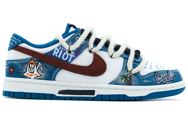 Lookbook ナイキダンクロー「グラフィティデニムブルー」カスタムシューズ DV0834-101(team肆-工业涂鸦牛仔A)