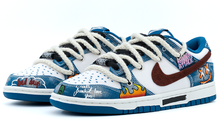 Purchase ナイキダンクロー「グラフィティデニムブルー」カスタムシューズ DV0834-101(team肆-工业涂鸦牛仔A)