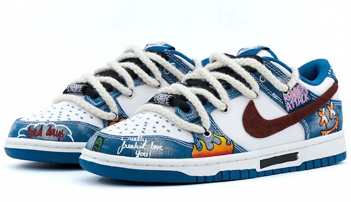 ナイキダンクロー「グラフィティデニムブルー」カスタムシューズ DV0834-101(team肆-工业涂鸦牛仔A) Purchase ナイキダンクロー「グラフィティデニムブルー」カスタムシューズ DV0834-101(team肆-工业涂鸦牛仔A)