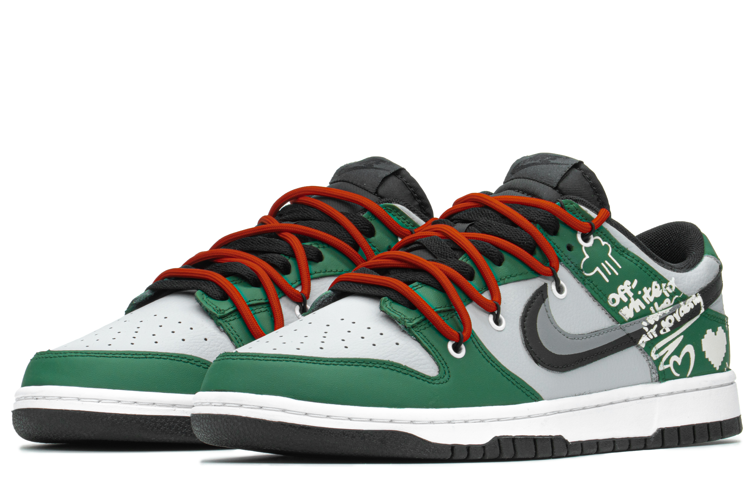 Lookbook [Zapatillas Personalizadas] Nike Dunk Low 'Graffiti Love' DJ6188-002(TeamA-DK涂鸦爱心绿S-BOX)