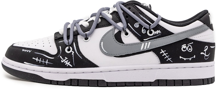 【客製球鞋】Nike Dunk Low 解構塗鴉 怪獸百搭 低筒 滑板鞋 GS 黑白 Buy 【客製球鞋】Nike Dunk Low 解構塗鴉 怪獸百搭 低筒 滑板鞋 GS 黑白