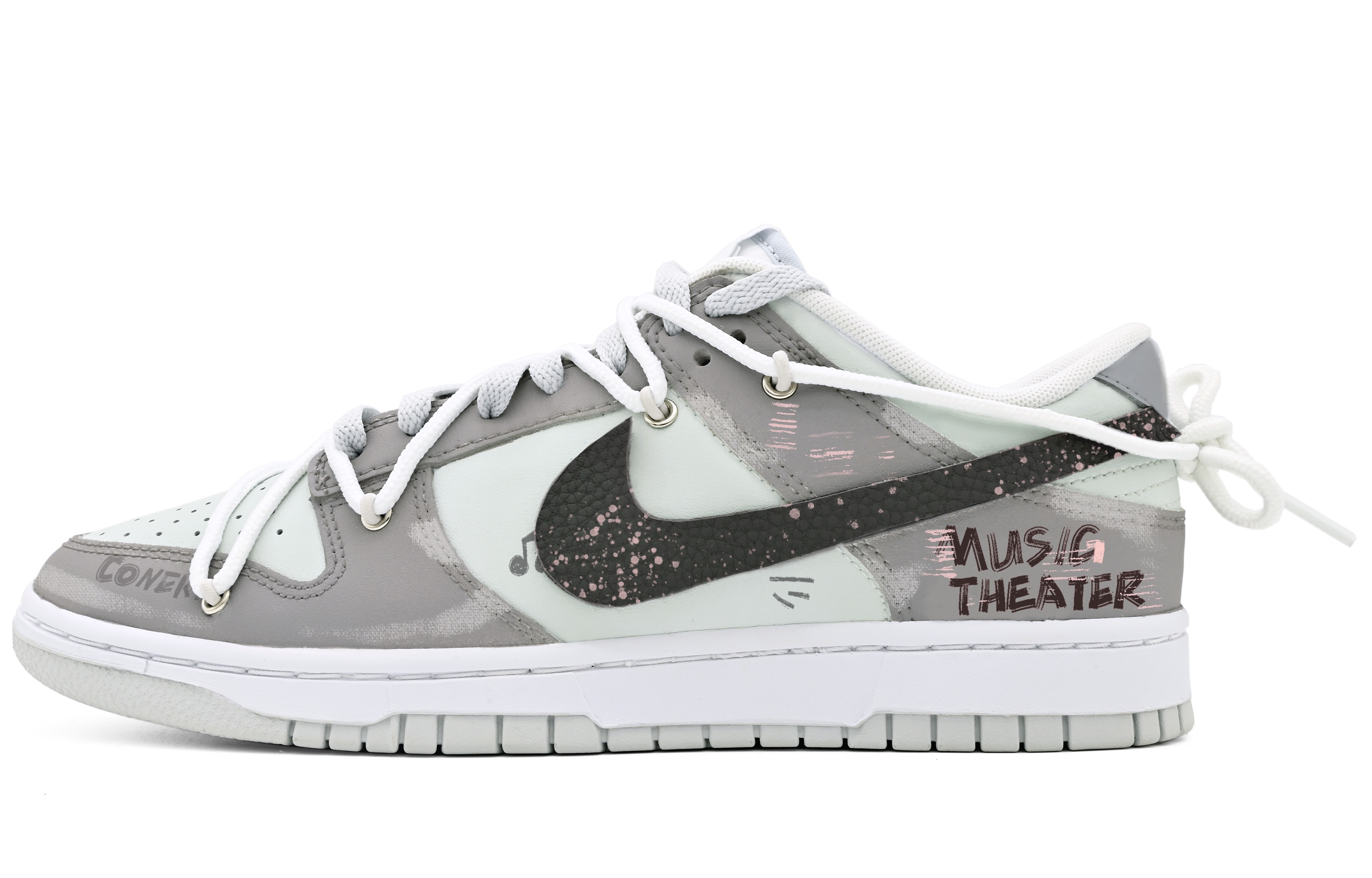 Buy 【訂製球鞋】Nike Dunk Low 塗鴉音樂 高級 西海岸 貼皮 簡約 解構 低筒 滑板鞋 男款 灰白