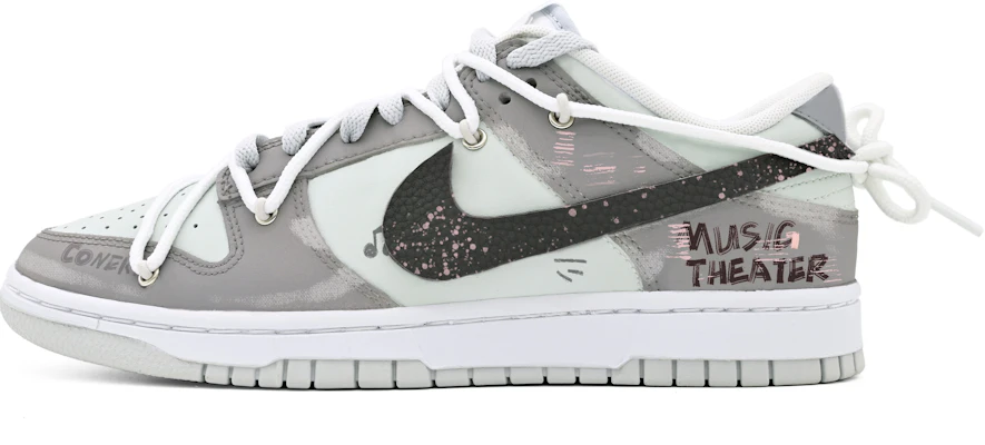 【訂製球鞋】Nike Dunk Low 塗鴉音樂 高級 西海岸 貼皮 簡約 解構 低筒 滑板鞋 男款 灰白 Buy 【訂製球鞋】Nike Dunk Low 塗鴉音樂 高級 西海岸 貼皮 簡約 解構 低筒 滑板鞋 男款 灰白