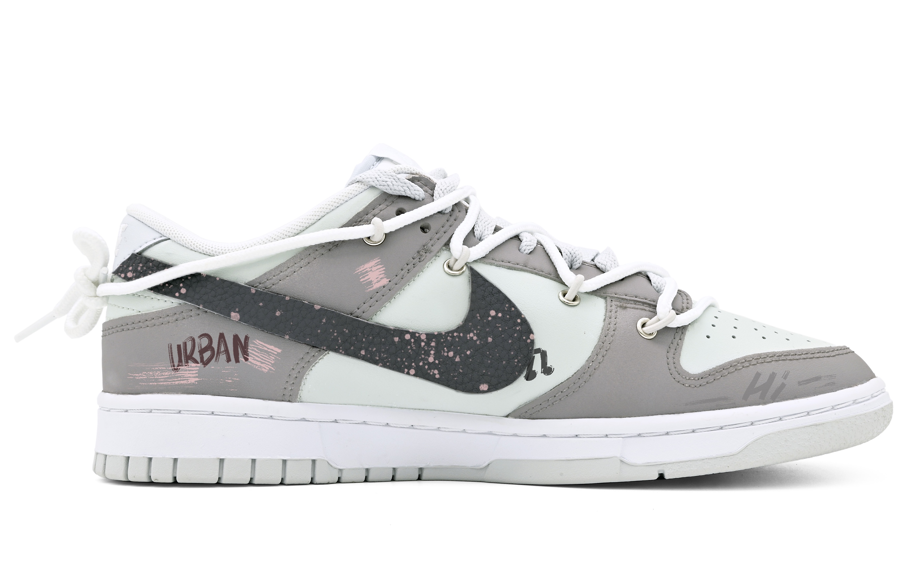Order 【訂製球鞋】Nike Dunk Low 塗鴉音樂 高級 西海岸 貼皮 簡約 解構 低筒 滑板鞋 男款 灰白