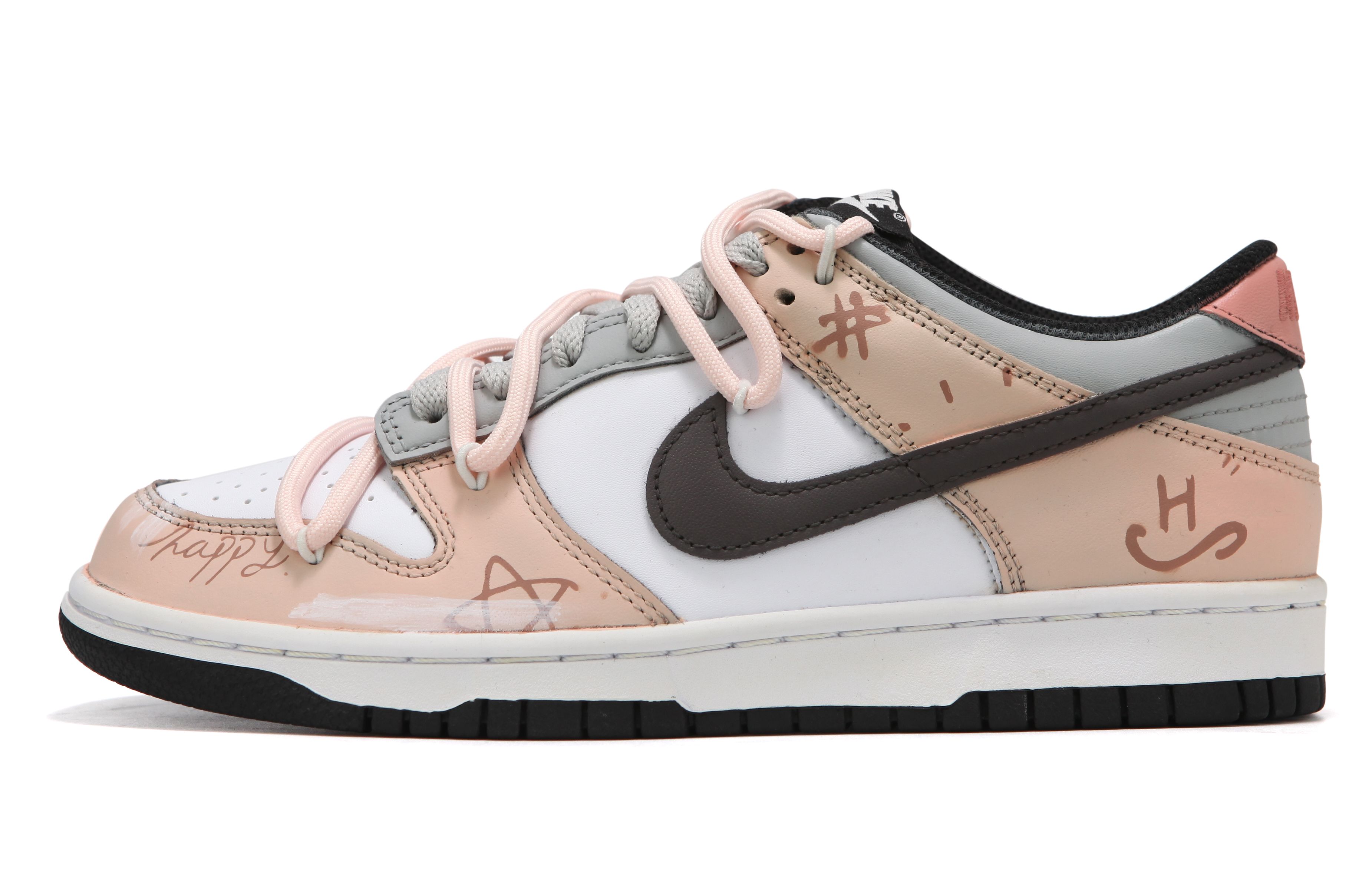 Buy [Sepatu Custom] Nike Dunk Low 'Graffiti Merah Muda-Abu' CW1590-100(Team82-女款滑板街头涂鸦)