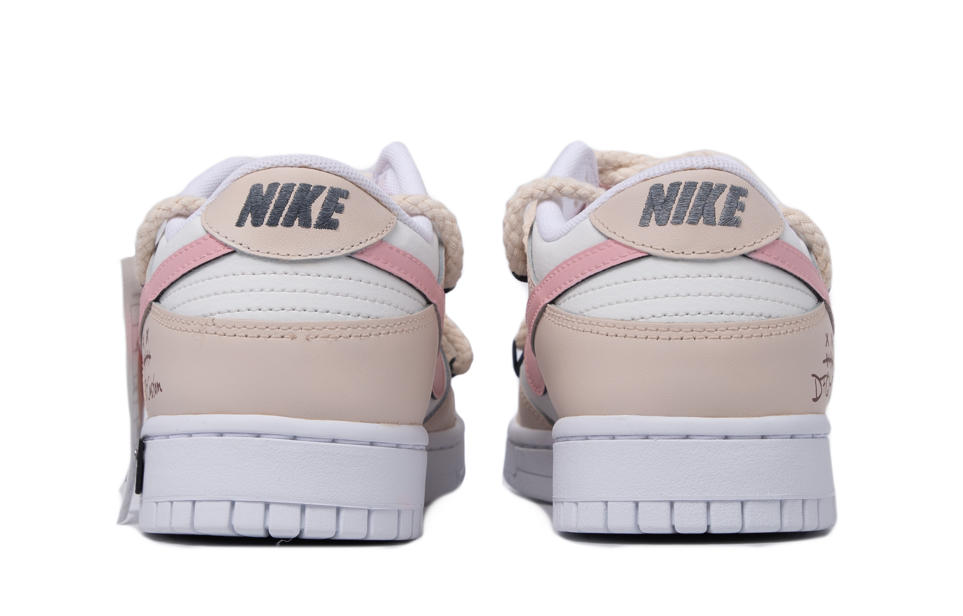 Shop [定制鞋] 耐克Dunk Low '涂鸦微笑' 奶油白粉色 DJ6188-101-(TeamM-男款涂鸦笑脸米白粉)