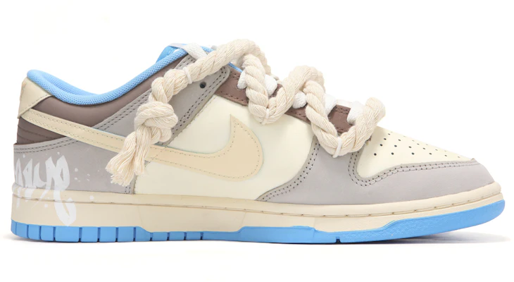 【定制球鞋】Nike Dunk Low 熱浪 塗鴉潑墨 仿古麻繩 做舊 氧化 高街 解構綁帶 復古 低幫 休閒板鞋 男女同款 米白色 Order 【定制球鞋】Nike Dunk Low 熱浪 塗鴉潑墨 仿古麻繩 做舊 氧化 高街 解構綁帶 復古 低幫 休閒板鞋 男女同款 米白色