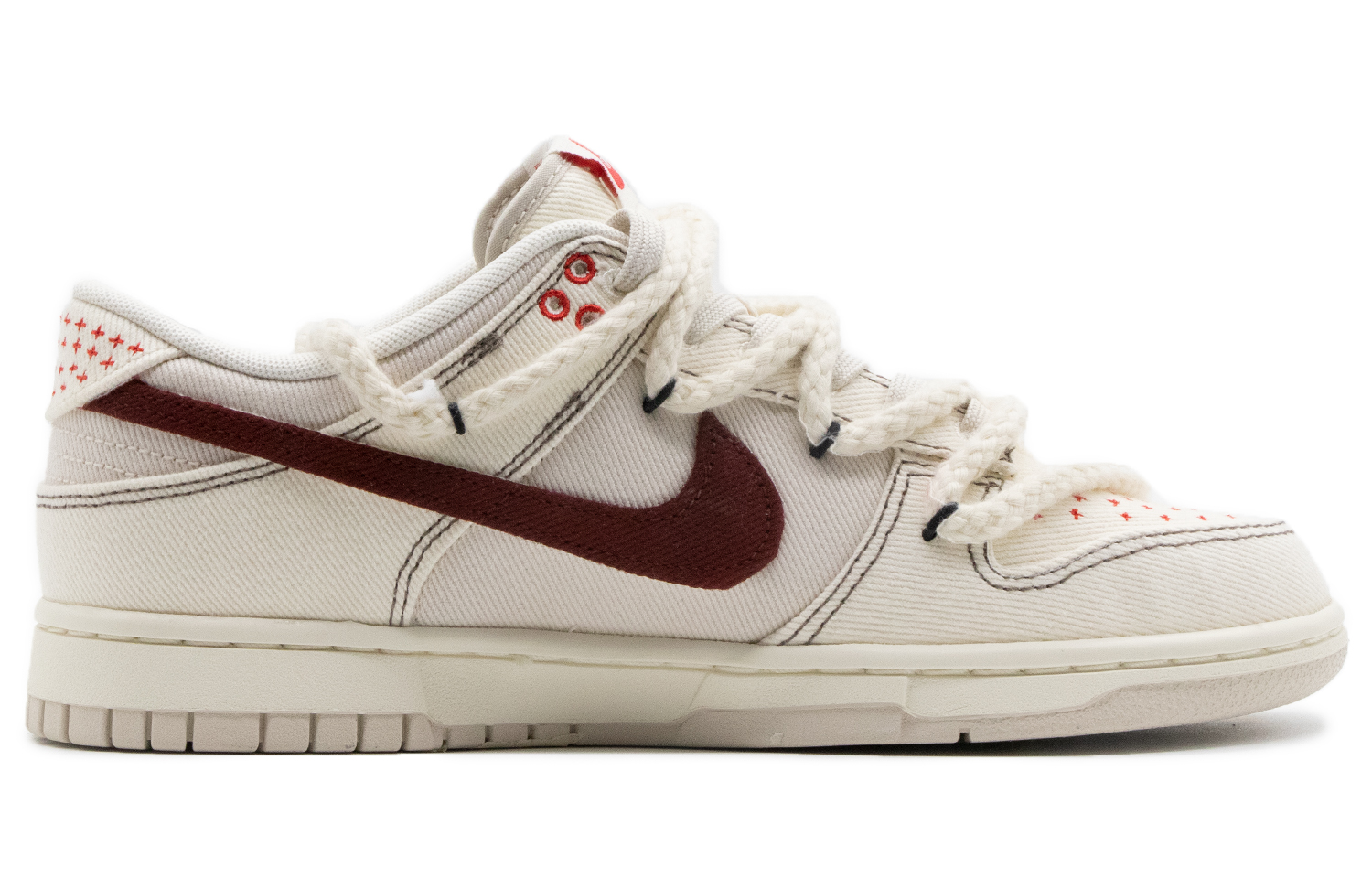 Order [定制鞋] Nike Dunk Low '灰棕红缝线' DV0834-100(Team57-男款天使)