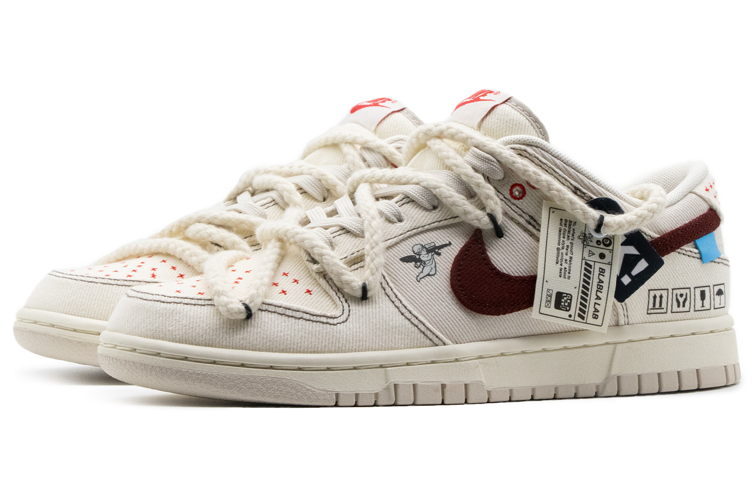 Lookbook [定制鞋] Nike Dunk Low '灰棕红缝线' DV0834-100(Team57-男款天使)