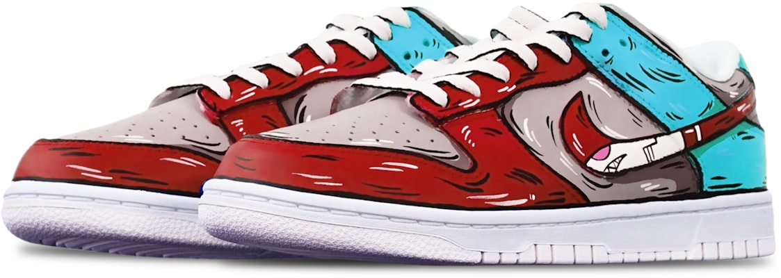 【客製化球鞋】Nike Dunk Low 二次元線條 鯊魚導彈 手繪 限量特殊鞋盒 低筒 板鞋 GS 灰紅藍 Lookbook 【客製化球鞋】Nike Dunk Low 二次元線條 鯊魚導彈 手繪 限量特殊鞋盒 低筒 板鞋 GS 灰紅藍