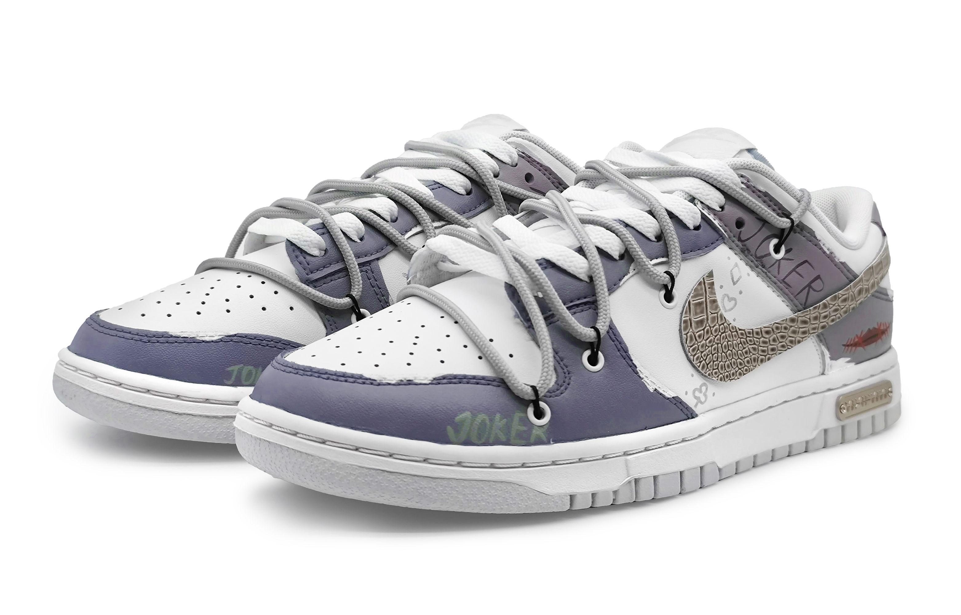 Lookbook [Kasut Custom] Nike Dunk Low 'Kelabu Ungu Magik Angkasa Poker Joker' DH9765-102(Team16-女款魔术空间灰紫)