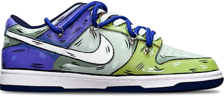 【訂製球鞋】Nike Dunk Low 二次元拼色 鯊魚鉤 解構雙鞋帶 限量特殊鞋盒 低筒 滑板鞋 GS 綠灰藍 Order 【訂製球鞋】Nike Dunk Low 二次元拼色 鯊魚鉤 解構雙鞋帶 限量特殊鞋盒 低筒 滑板鞋 GS 綠灰藍