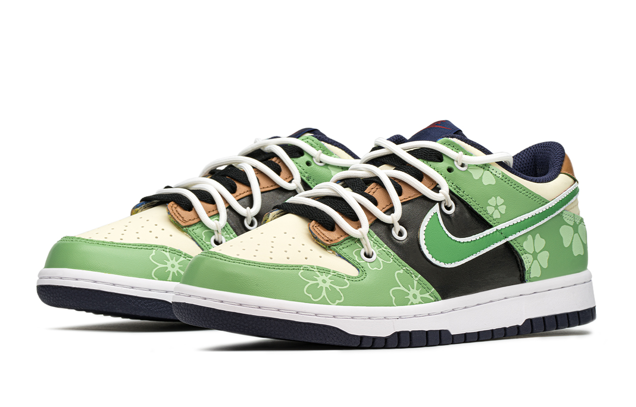 Shop [Sepatu Kustom] Nike Dunk Low 'Hijau Hitam' FV8119-161(TeamA-绿绿)