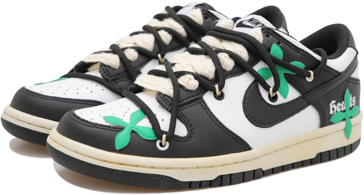 【訂製球鞋】Nike Dunk Low 綠十字星 Vibe復古磨舊風 高筒 板鞋 GS 黑白綠 Lookbook 【訂製球鞋】Nike Dunk Low 綠十字星 Vibe復古磨舊風 高筒 板鞋 GS 黑白綠