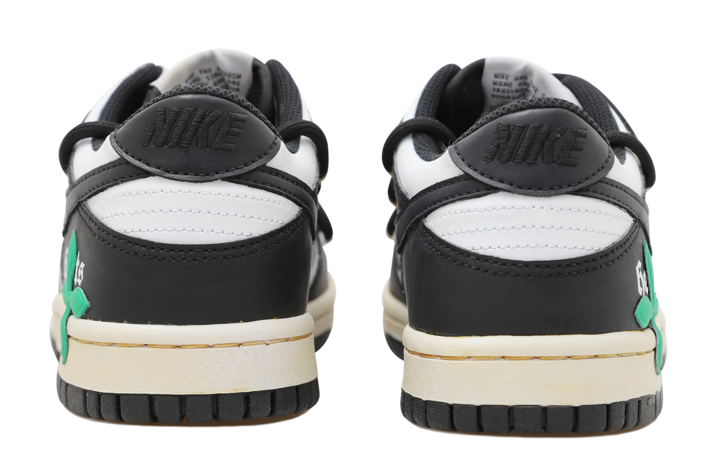 Shop 【訂製球鞋】Nike Dunk Low 綠十字星 Vibe復古磨舊風 高筒 板鞋 GS 黑白綠