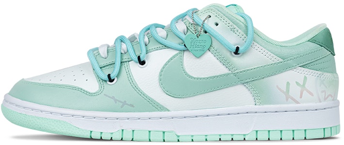 【定製球鞋】Nike Dunk Low 滑板少年 嘻哈高街 復古做舊 街頭風 漸變塗鴉 解構 低筒 板鞋 男款 綠白 Order 【定製球鞋】Nike Dunk Low 滑板少年 嘻哈高街 復古做舊 街頭風 漸變塗鴉 解構 低筒 板鞋 男款 綠白