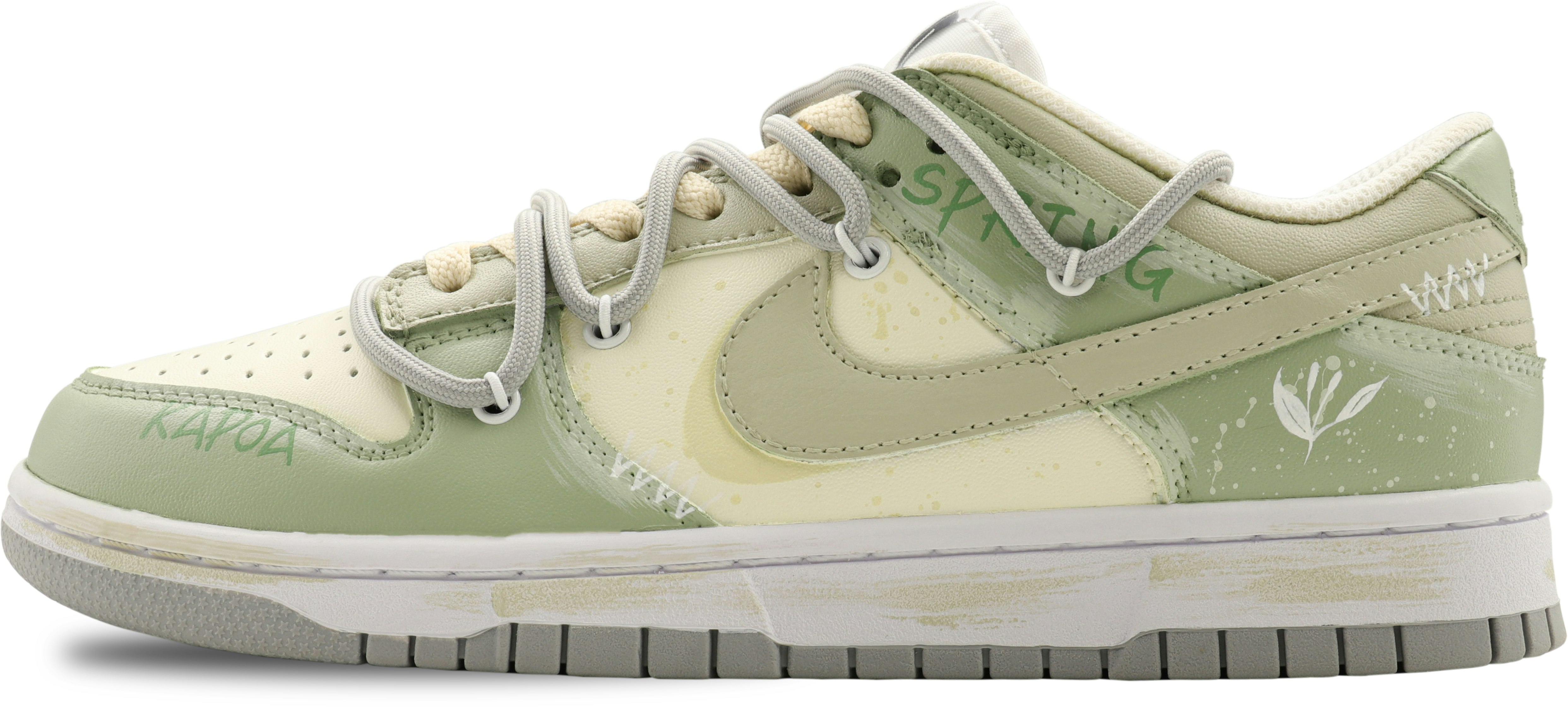 custom-shoes-nike-dunk-low-green-graffiti-deconstructed